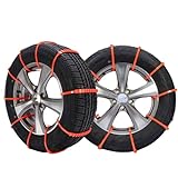 Jeremywell 10 PCS Emergency Anti-Skid Mud Snow Survival Traction Multi-Function Car Tire Chains, Orange, Security Chains for Car Truck SUV Emergency Winter Driving Universal Tire Cable Belts