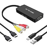 RuiPuo RCA to HDMI Converter, AV to HDMI Adapter, Composite to HDMI Adapter Support 1080P, PAL/NTSC Compatible with WII/WII U/PS one/PS2/PS3/STB/Xbox/VHS/VCR/Blue-Ray DVD ect.
