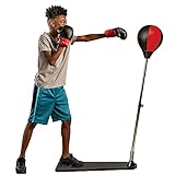 Protocol Youth Boxing Set with Gloves – Adjustable Height Stand, 35” to 50” high – Punching Bag for Kids – Fun at-Home Workout - Youth Boxing Gloves - Easy Set Up - Red