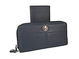 New Stone Mountain Logo Wallet & Checkbook Cover Purse Bag Leather 2 Piece Navy Blue Carbon Flap
