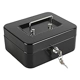 xydled Locking Steel Medium Cash Box with Removable Coin Tray and Key Lock,7.87'x 6.30'x 3.54',Black