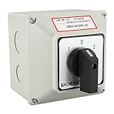 Baomain Universal Rotary Changeover Switch SZW26-40/D303.3D with Master Switch Exterior Box 660V 40A 3 Position 12 Terminals 3 Phase