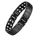 Jecanori Magnetic Bracelet for Men Arthritis & Carpal Tunnel Syndrome Pain Relief Stainless Steel Ultra Strength Double Row 3500 Gauss Magnets,Titanium Steel Therapy Bracelet (Black)
