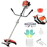 52cc 2-Stroke Gas Weed Wacker with 1.2L Fuel Tank, 17' Cutting Path Weed Eater Gas Powered Brush Cutter Grass Trimmer 2023 Upgraded (2.2KW/8500rpm) (Delivery from US)