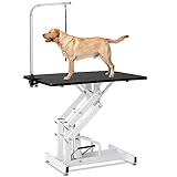 EPIKOIB Hydraulic Pet Dog Grooming Table for Large Dogs, Heavy Duty Grooming Table with Adjustable Arm Noose, Maximum Capacity Up to 300 lbs, 42.5''/Black