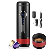 CONQUECO Portable Coffee Maker: 12V Travel Espresso Machine, 15 Bar Pressure Rechargeable Battery Heating Water for Camping, Driving, Home and Office