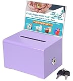 MCB Quality Acrylic like Donation and Suggestion Ballot Box with Lock - Secure and Safe Drawing ticket Box - Great for Business Cards and events (Purple)