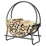 MOONPAI 43inch Firewood Rack Outdoor,Wood Rack Indoor, Powder-Coated Round Tubular Steel For Indoor-Outdoor Use, Decoration For House, Firewood Holder For Backyards, Patios, Decks