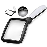 Magnifying Glass with Light, Folding Handheld 3X Large Rectangle Lighted Magnifier with Dimmable LED for Macular Degeneration Seniors Reading Newspaper, Books, Lighted Gift for Low Visions