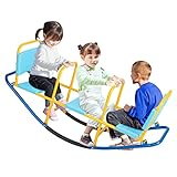Costzon Kids Seesaw Teeter Totter Playground Equipment, Metal Rocking Seesaw Heavy Duty Indoor Outdoor for Toddlers, Children, Ages 3-8, Suitable for Home Backyard Playground Gifts