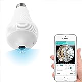 Light Bulb Cameras, 1080P Smart Bulb Security Camera, HD 360° Wide Angle Fisheye Camera, with Remote Floodlight Infrared Night Vision Motion Detection, for Baby/Elder/Pet/Nanny Monitor Wireless Camera