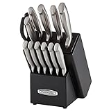 Farberware Self-Sharpening 13-Piece Knife Block Set with EdgeKeeper Technology, High Carbon-Stainless Steel Kitchen Knives, Razor-Sharp Knife Set with Wood Block, Black