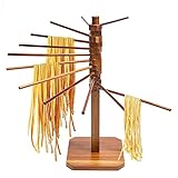 Delihom Pasta Drying Rack Wooden with 12 Rotary Rods Spaghetti Dryer Stand-Holding Up to 4.5 Pounds Noodles and Pasta, Sturdy Noodle Rack Base