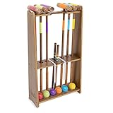 GoSports Premium Wood Stained Six Player Croquet Set with Handcrafted Wooden Stand, Medium