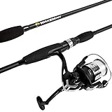 Fiberglass Fishing Pole - Strike Series Collapsible Rod and Spinning Reel Combo Gear for Catching Walleye, Bass, Trout, and More by Wakeman (Black)