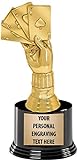 Crown Awards Cribbage Hand Trophies with Custom Engraving, 6.75' Personalized Cribbage Hand Trophy On Deluxe Round Base 1 Pack Prime