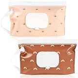 FEBSNOW 2 Pack Baby Wipes Dispenser, Portable Refillable Wipe Holder Baby Wipes Container Travel Wipes Case Reusable Boho Wet Wipes Pouch