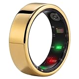 AMOVAN Smart Ring Sleep Health Monitor Heart Rate Blood Oxygen Titanium Alloy Lightweight Bluetooth Tracker for Men and Women,Gold