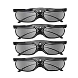 DLP 3D Glasses 4 Pack, JX30 Rechargeable 3D Active Shutter Glasses for All DLP-Link 3D Projectors, Compatible with Optoma, BenQ,Dell, Acer, Viewsonic DLP Projector, Can't Used for TV Computer
