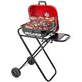 CUSIMAX Charcoal Grills Portable Grill Folding BBQ Grill Outdoor Cooking Grills and Smokers for Camping Barbecue Patio Picnic Backyard, 18.5-Inch, Red