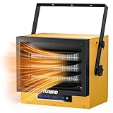 TURBRO 7,500W Electric Garage Heater, 240V Hard Wired Ceiling Mounted Shop Heater, Remote Control, Overheat Protection, Thermostat, Timer, ETL Listed, Ideal for Garage, Workshop, Gym, GH7500