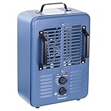 TEMPWARE Milkhouse Space Heater, 1300W/1500W Heater with Thermostat, 3 Heat Settings, Safe and Quiet Heater, Anti-Freezing Setting for Garage Workshop Warehouse, Blue