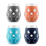 Ello Cru Stemless Glass Wine Set with Protective Silicone Sleeve, Perfect for Gifting, Travel and Entertaining, BPA Free, Dishwasher Safe, Set of 4, Paloma, 17oz