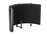 Monoprice Microphone Isolation Shield - Black - Foldable with 3/8in Mic Threaded Mount, High Density Absorbing Foam Front and Vented Metal Back Plate