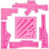 Rainmae Mini Machine Gun Silicone Molds Pistol Shaped Silicone Baking Molds Cupcake Topper Fondant Cake Decor Tools for Making Cake, Chocolate, Candy, Polymer Clay, Crafting, Jewelry Making