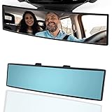 OBTANIM Car Rearview Mirror 12 Inch HD Glass Anti Glare Clip On Panoramic Wide Angle Car Interior Rear View Mirror Accessories for Car SUV Trucks (Blue)