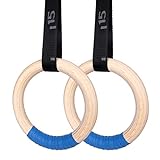 Gymnastics Rings Olympic Rings Wooden Gym Rings 1500lbs with Adjustable Cam Buckle 14.8ft Long Straps with Scale Non-Slip Exercise Rings Training Rings for Home Gym Full Body Workout
