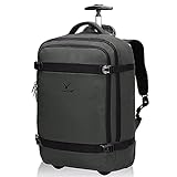 Hynes Eagle Rolling Backpack 42L Backpack with Wheels Airline Approved Carry on Luggage Laptop Travel Backpack for Women Men Grey-2023
