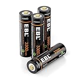 EBL AA Battery 1.5V AA Lithium ion Batteries 3300mWh High Capacity with Micro USB Cable, 2 Hours Quick Charge USB AA Rechargeable Batteries 4 Packs