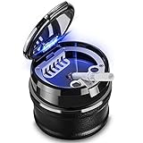 SOLARXIA Car Ashtray with Lid Easy Clean Up Detachable Auto Ashtray LED for Most Car/Air Vent Cup Holder Home Office