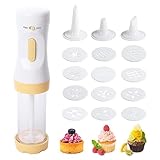 Electric Cookie Press Gun, Cookie Maker Kit,Clear Tube with12 Discs and 4 Icing Tips, Cookie Stamp Set, Baking Accessories
