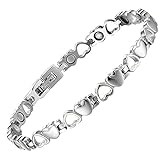 BioMag Magnetic Bracelets for Women Titanium Steel with Strong Magnets Heart-shaped Bracelet for Mother Mom(Silver)