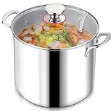 LIANYU 12QT 18/10 Stainless Steel Stock Pot with Lid, Large Soup Pot, Big Cookware, 12 Quart Canning Pasta Pot with Measuring Mark, Tall Cooking Pot, Induction Pot for Boiling Strew Simmer