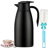 Tgvasz 68Oz Insulated Carafe for Hot Liquids/Thermal Coffee Carafe, Airpot Stainless Steel Coffee Carafes for Keeping Hot Coffee & Tea Hot -12Hours, Double Walled Vacuum Coffee Carafe (Black, 2L)