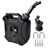 DIMEANI Motorcycle Gas Can, UTV Gas Can with mount, 5L 1.3 Gallon Black Fuel Can Temperature Resistant Antistatic Compatible with Most Cars Motorcycle SUV ATV UTV