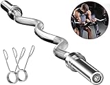 47' Olympic EZ Curl Bar for 2-inch Weight Plates，Feikuqi Curling Bar for Weight Lifting Bicep Curl, 2 Spring Collars Included