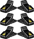 Feeke Rat Trap, Large Mouse Traps, Mouse Traps Indoor for Home, Instant Kill Traps for Mouse Rat Chipmunk, Quick Set Up and Reusable - 6 Pack, Black