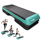 Yes4All Adjustable Workout Aerobic Exercise Step Platform Health Club Size with 4 Adjustable Risers Included and Extra Risers Options - Green Black