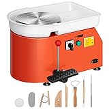 VIVOHOME 9.8Inch 25CM Pottery Wheel Forming Machine 350W Electric DIY Clay Tool with Foot Pedal and Detachable Basin for Ceramic Work Art Craft Orange
