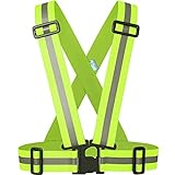 Shinecailife Extra Wide/Big High Visibility Safety Reflective Vest,2' Wide Strap,0.8' Wide Reflective Strip,Adjustable,Elastic for Safety Running,Construction,Cycling,Walking,Size 4-22(S-2XL)