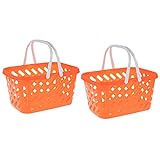 NUOBESTY 2pcs Pretend Play Grocery Basket Mini Toy Shopping Basket with Handles Kitchen Pretend Play Storage Basket for Kids