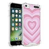 tharlet Cute for iPod Touch 7 Case,iPod Touch 6 Case,iPod Touch 5 Case Clear Pink Love Heart for Women Girls Ultra Thin Shockproof Slim Soft TPU Bumper Protective Cover for iPod Touch 5th / 6th / 7th