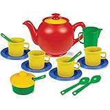 Kidzlane Play Tea Set, 15+ Durable Plastic Pieces, Safe and BPA Free for Childrens Tea Party and Fun