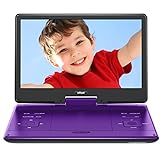 ieGeek 15.9'' Portable DVD Player with 14.0'' Swivel Screen, 6 Hrs Rechargeable Battery, Car DVD Player, Sync TV, Region Free, Support USB/SD Card, High Volume Speaker, Remote Control, Purple