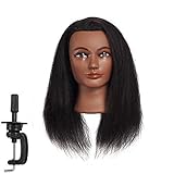 Hairginkgo Mannequin Head 100% Real Hair Manikin Head Styling Hairdresser Training Head Cosmetology Doll Head for Dyeing Cutting Braiding Practice with Clamp Stand (2019B0214)