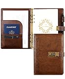 Locking Journal for Adults Journal with Lock Large Binder Notebook 6 Rings Refillable,Combination Passwords,Classic Embossed Leather,Brown